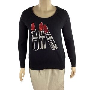 Torrid Lipstick Sequin Pullover Black Cotton Sweater Size 00